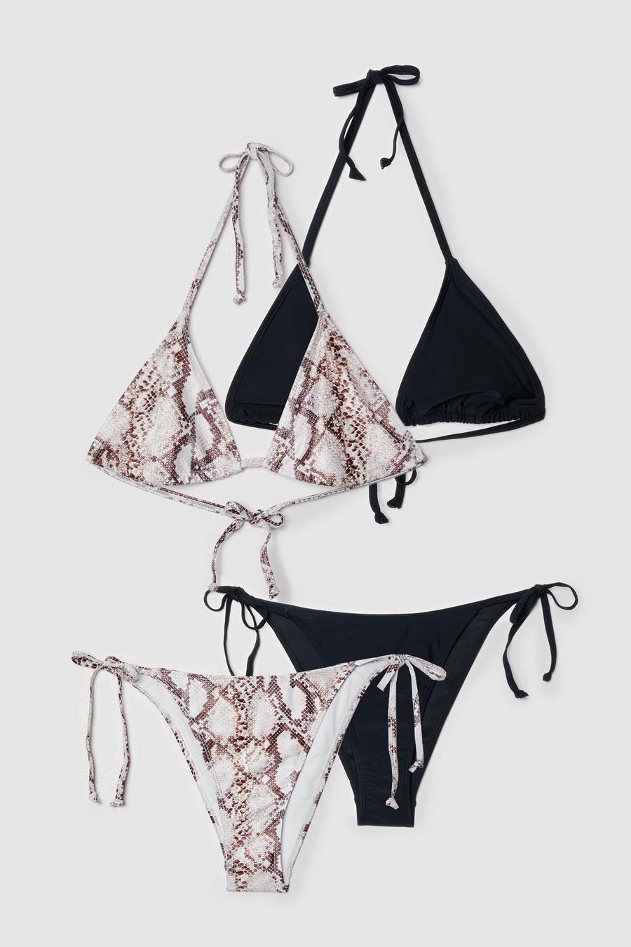 Triangle Tie Snake Print 2-Pc Bikini Set