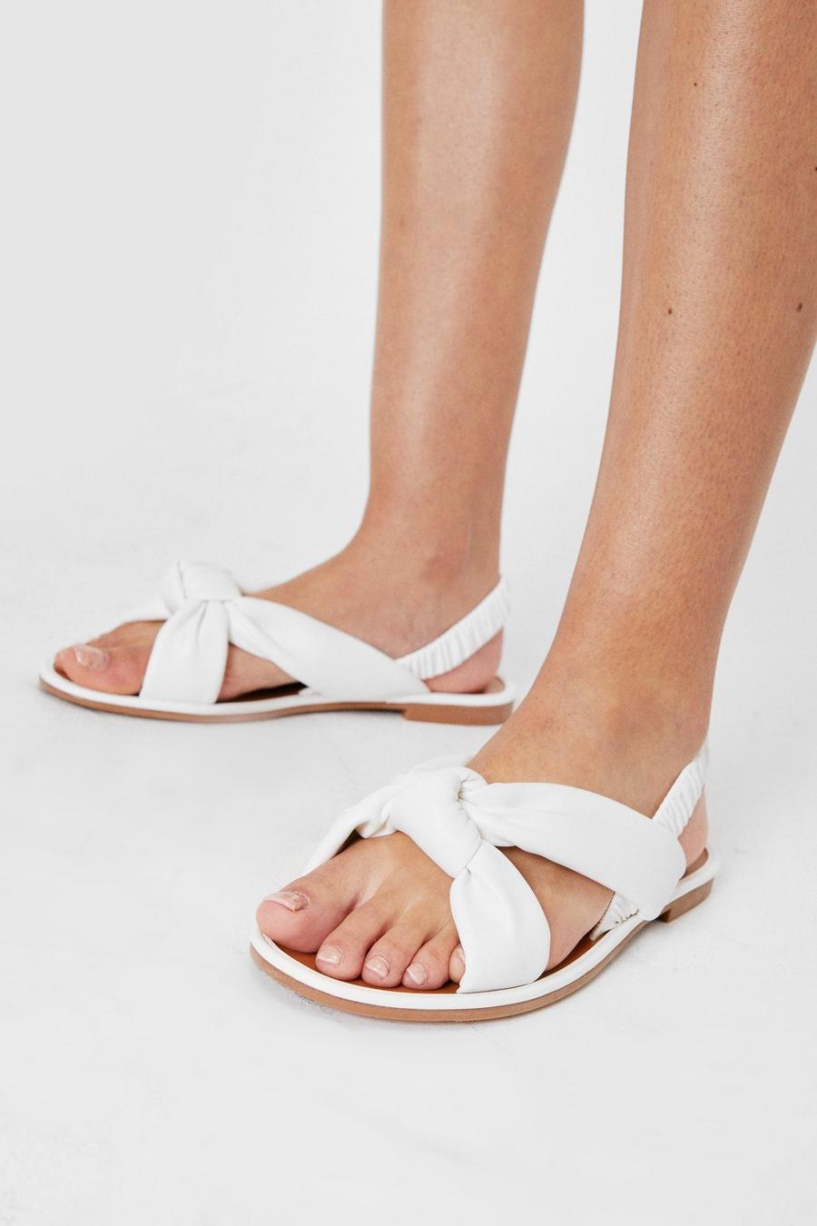 Twisted Strap Slingback Flat Sandals
