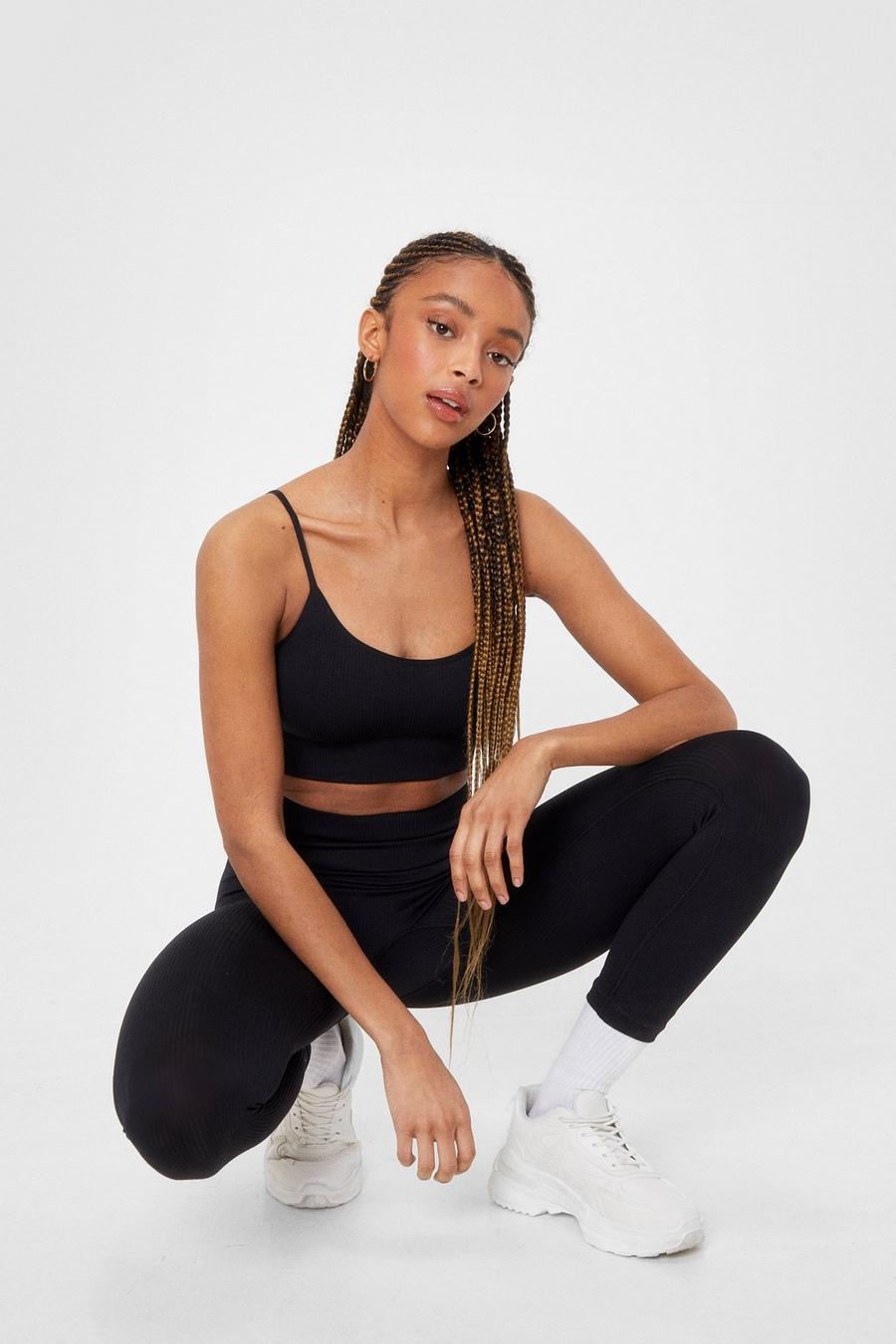 Ribbed Seamless Top and Cropped Leggings Set