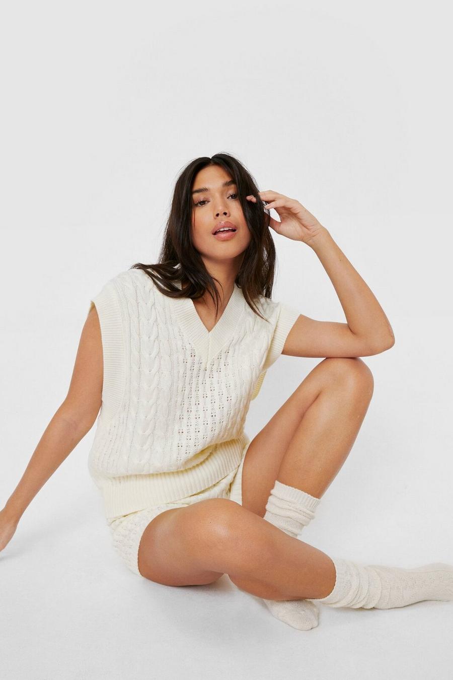 Cable Knit Tank Top and Shorts Set