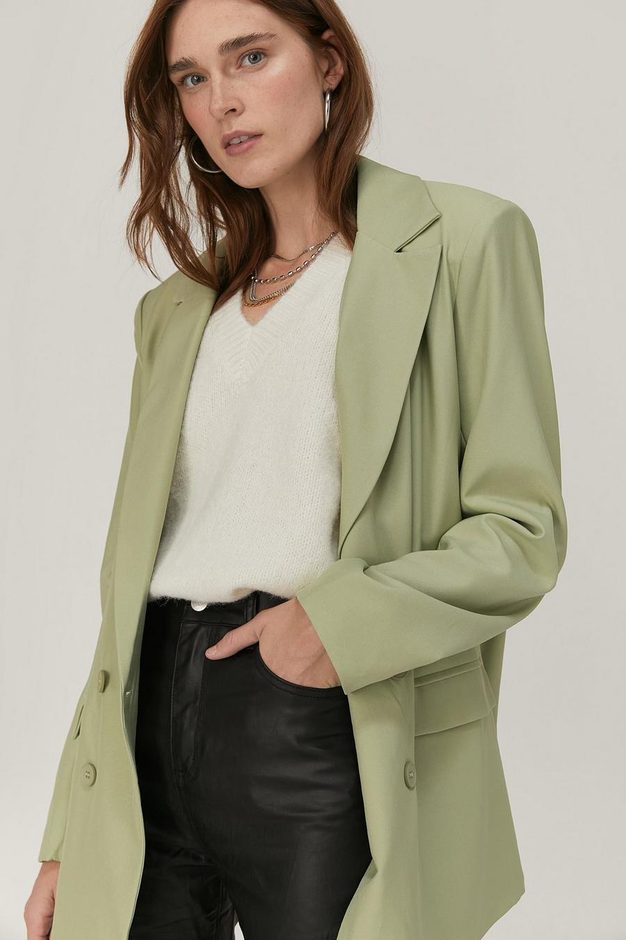 Oversized Shoulder Pad Double Breasted Blazer