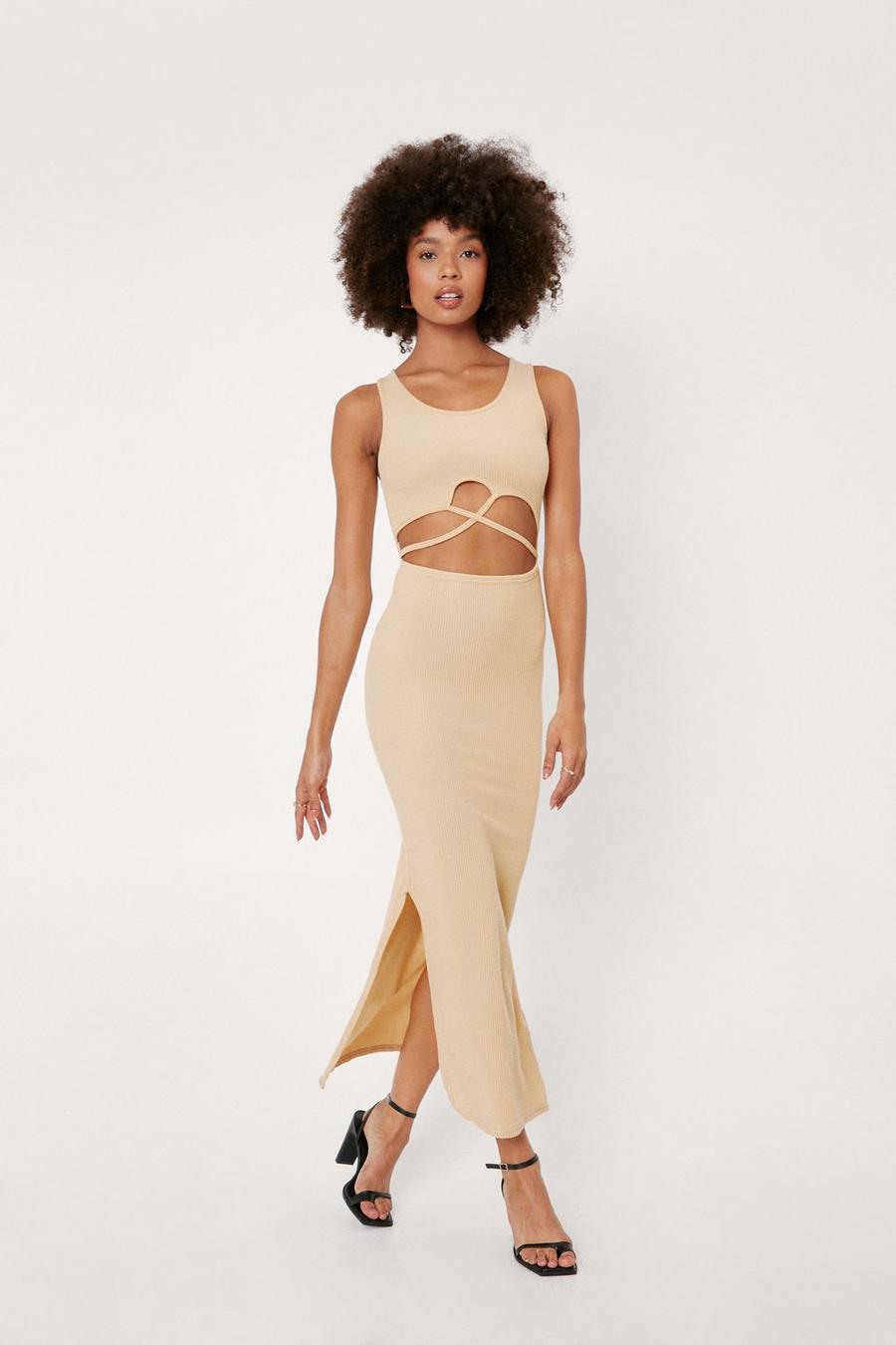 Scoop Neck Cut Out Strappy Maxi Dress
