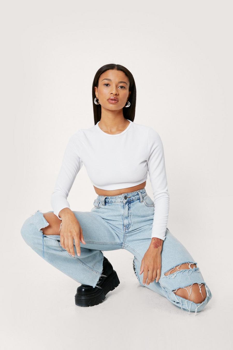 Recycled Ribbed Long Sleeve Crop Top