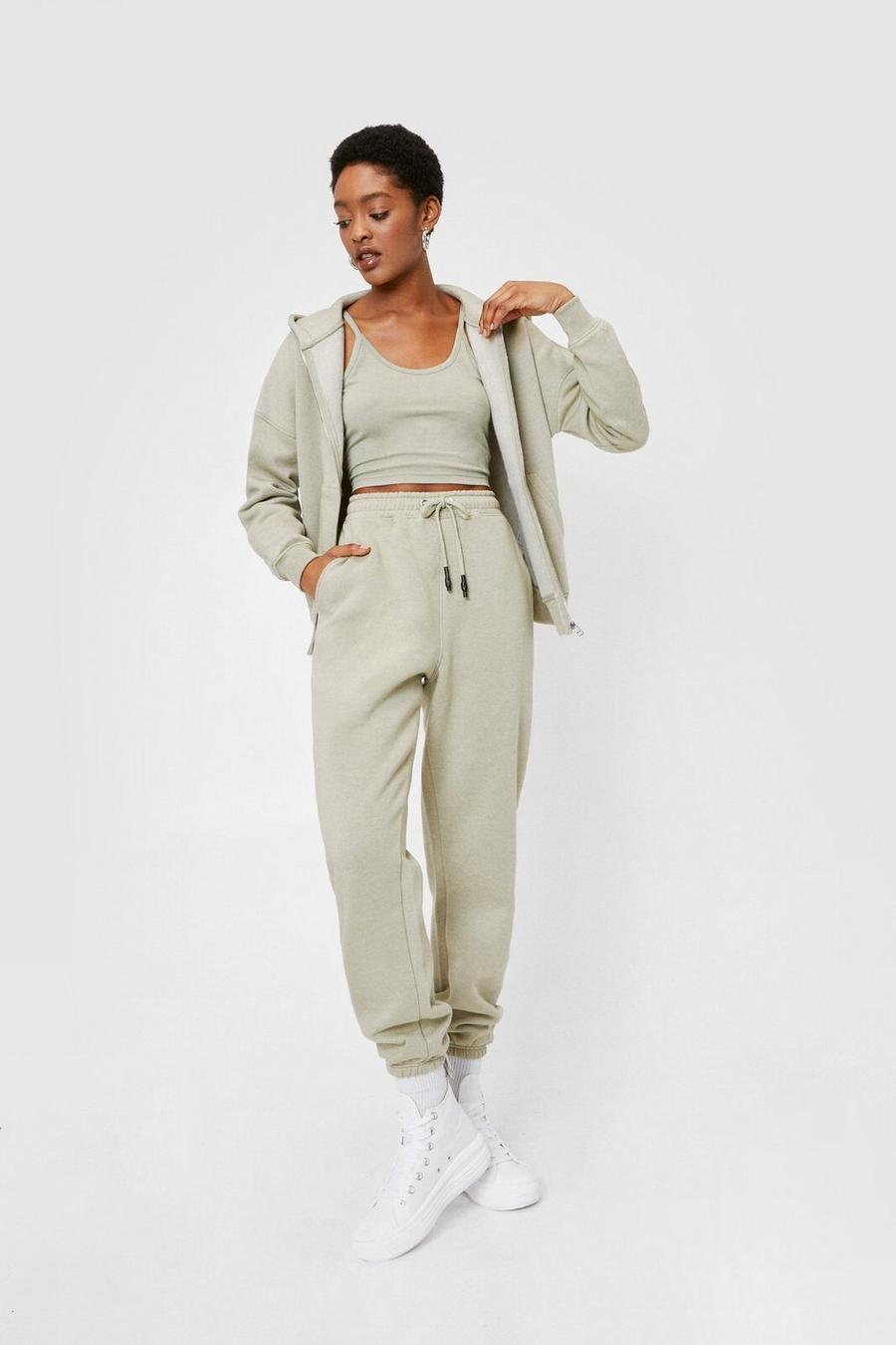 Jersey 3 Pc Hoodie and High Waisted Joggers Set