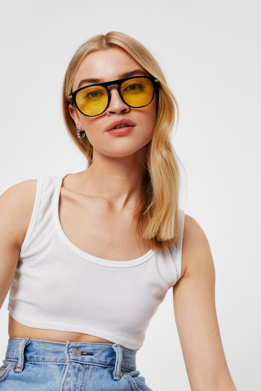 Rounded Yellow Lense Sunglasses