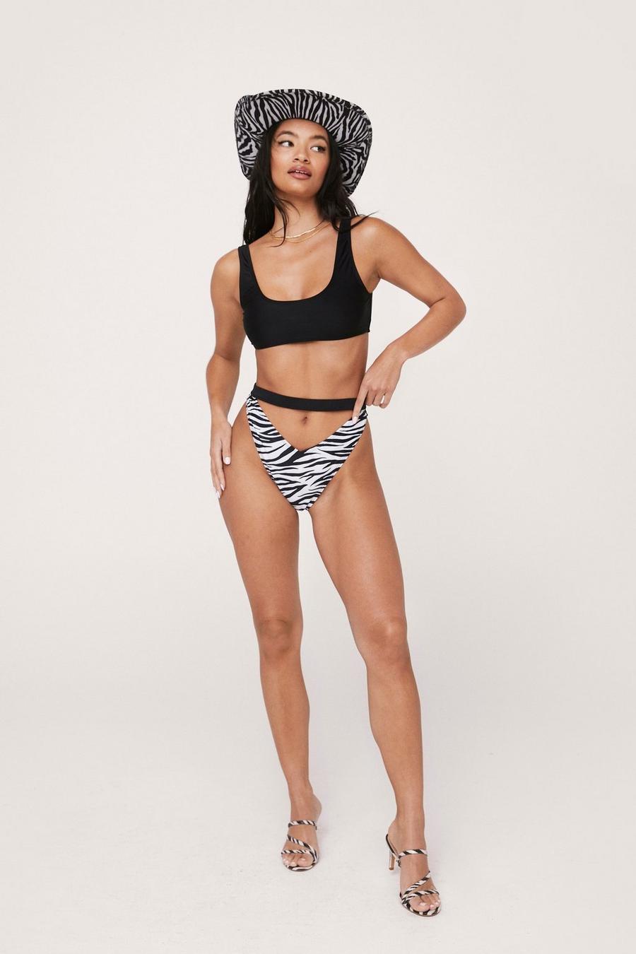 Zebra Colour Block Cut Out Bikini Set