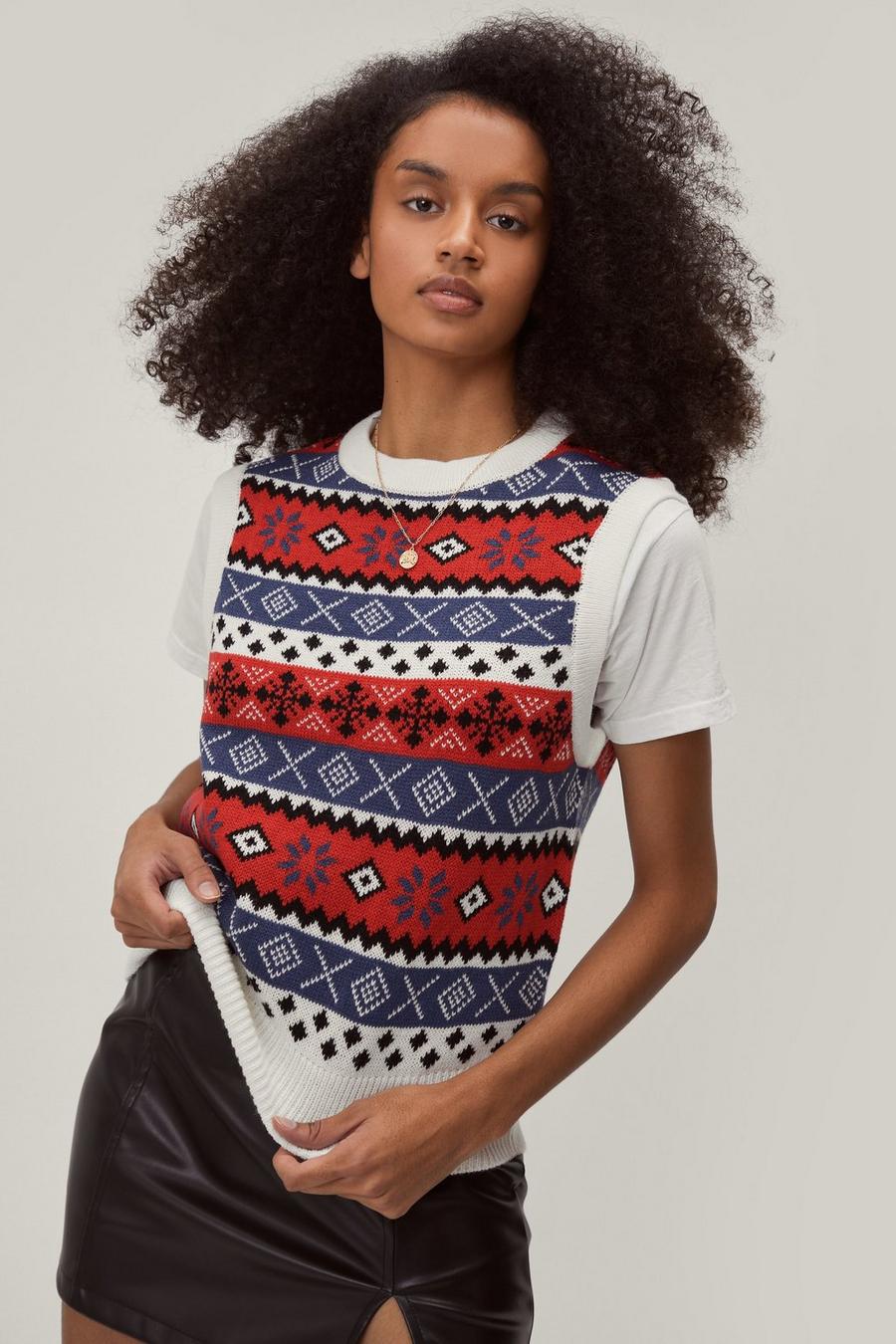 Fairisle Patterned Knitted Sweater Vest
