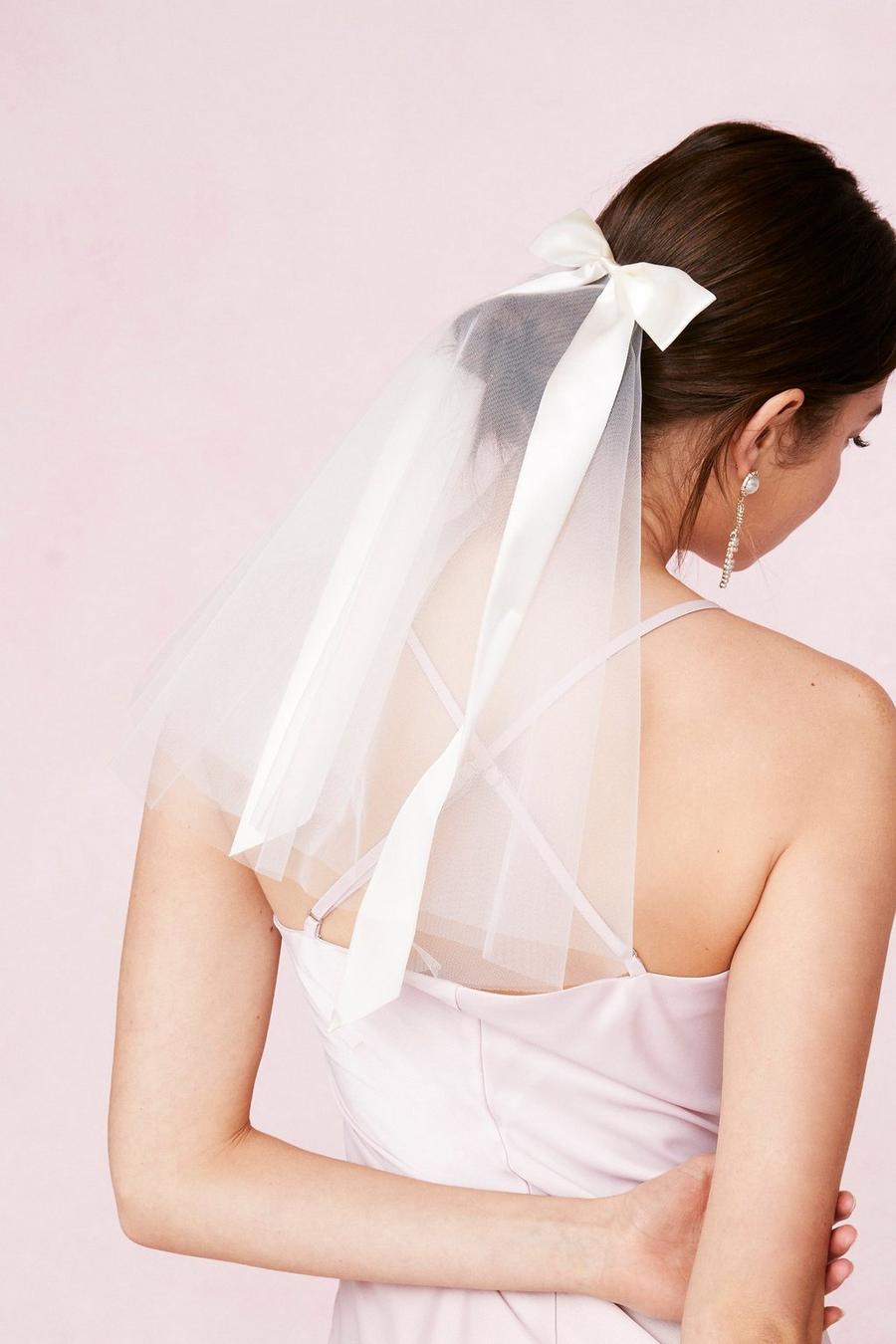 Bridal Satin Bow Hair Clip and Veil