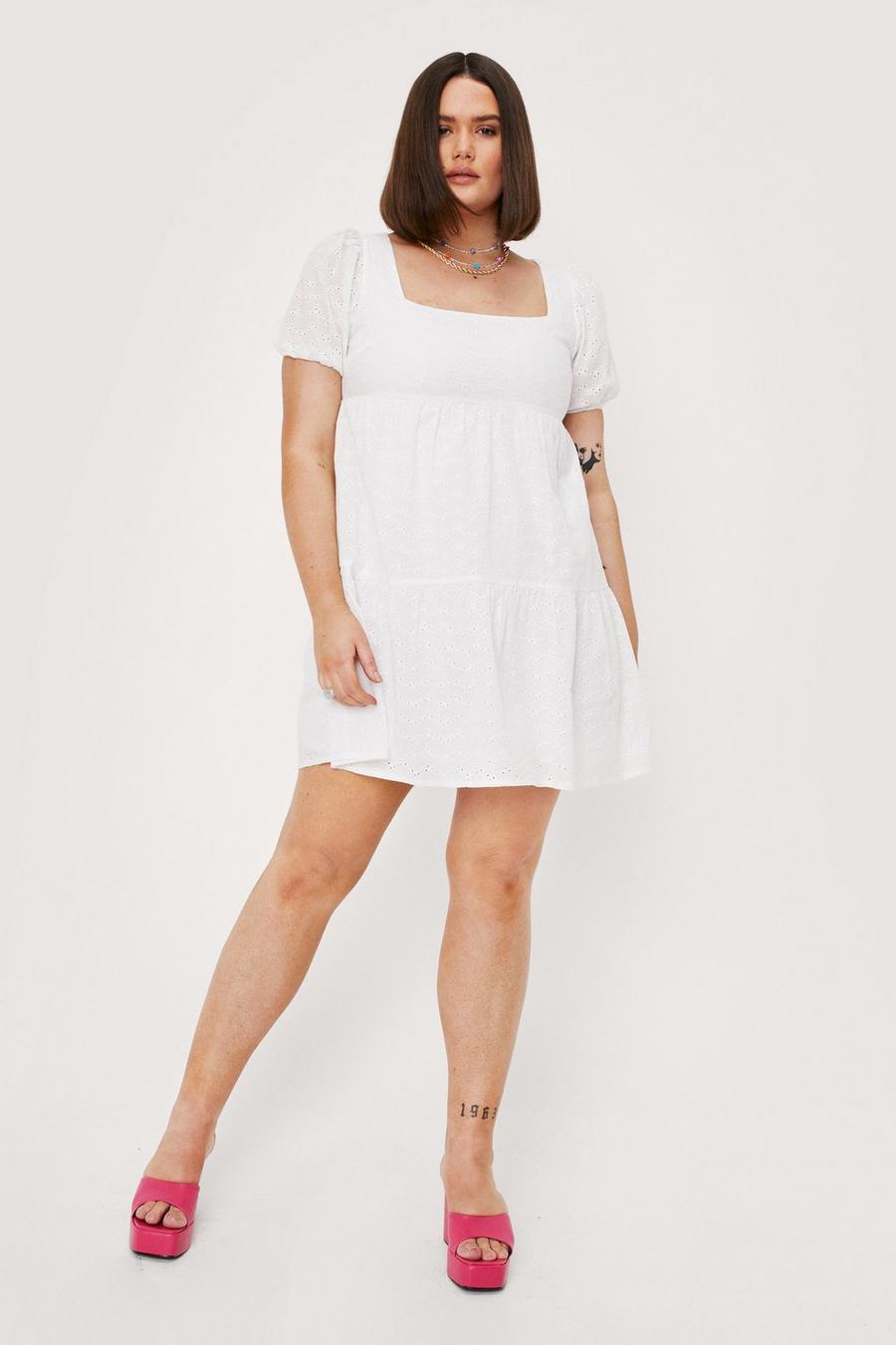 Plus Size Broderie Anglaise Smock Dress