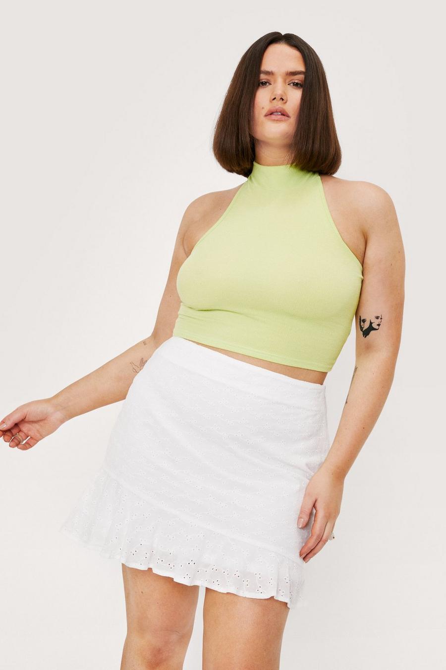 Plus Size Broderie Anglaise Mini Skirt