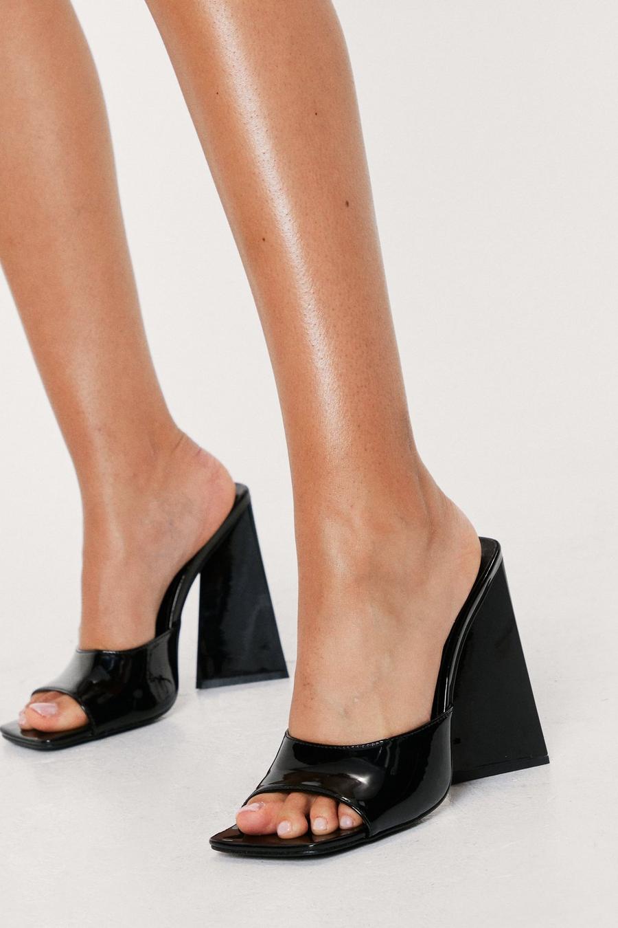 Patent Faux Leather Open Toe Heeled Mules