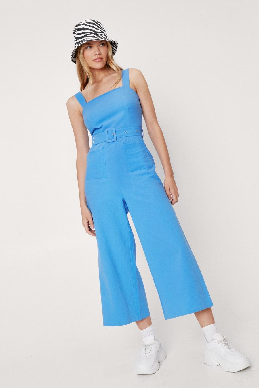 Square Neck Belted Cropped Jumpsuit