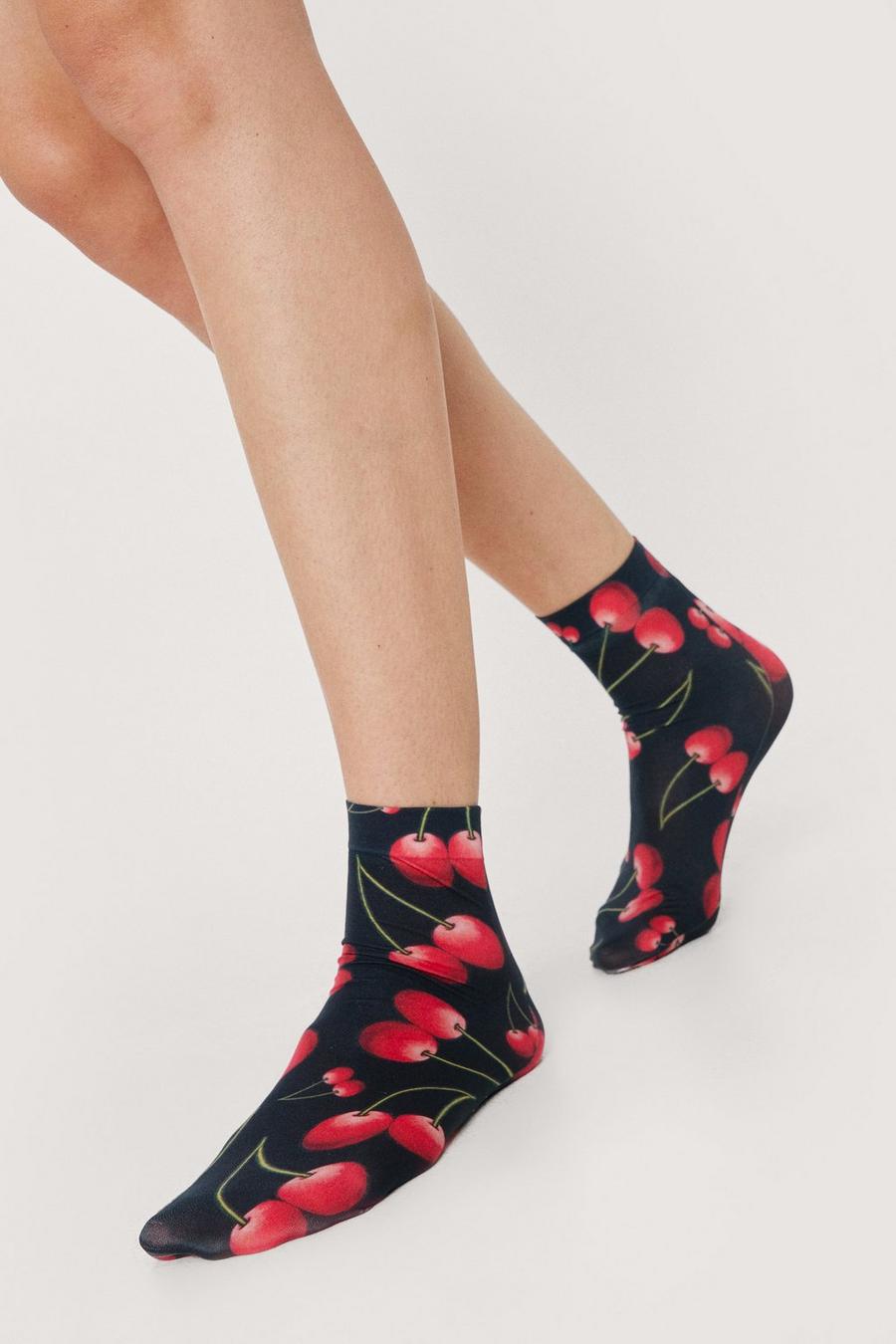 Cherry Print Ankle Socks 