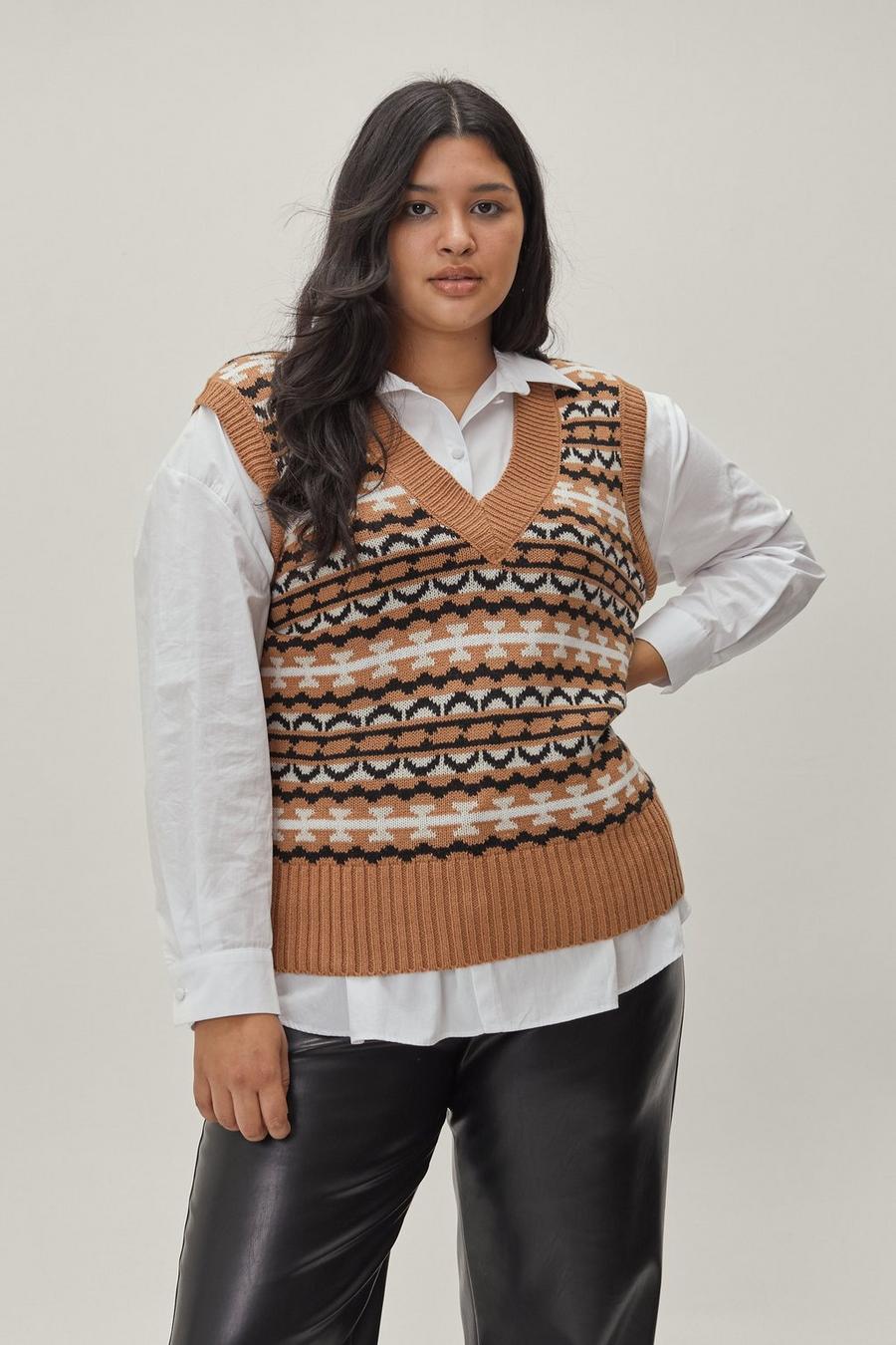 Plus Size Holiday Knitted Sweater Vest