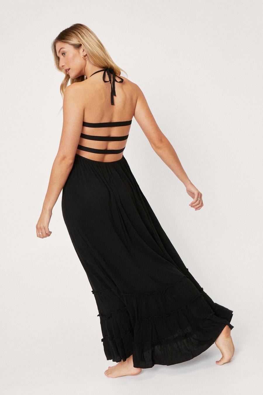 Shirred Strappy Back Maxi Cover Up Dress
