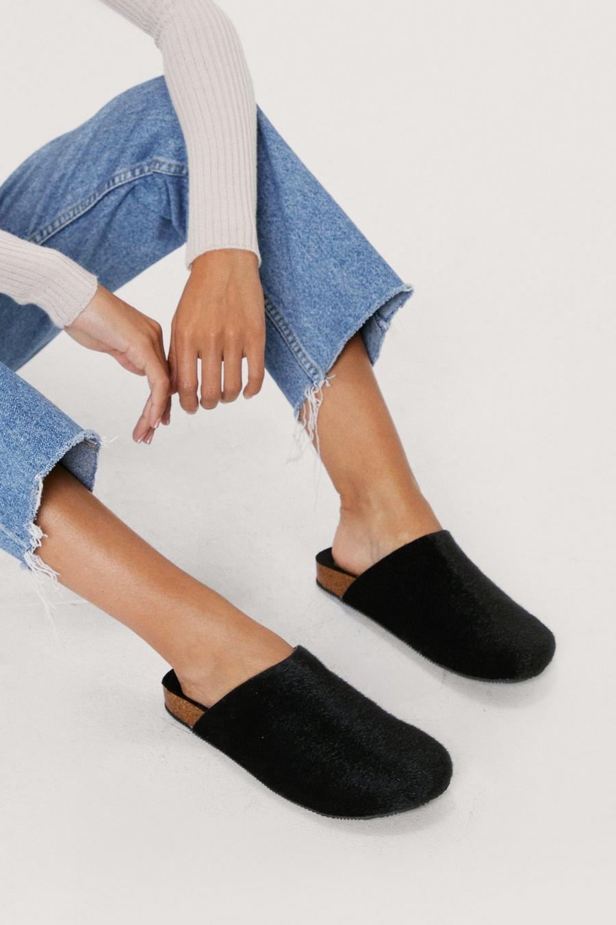 Faux Suede Open Back Loafers