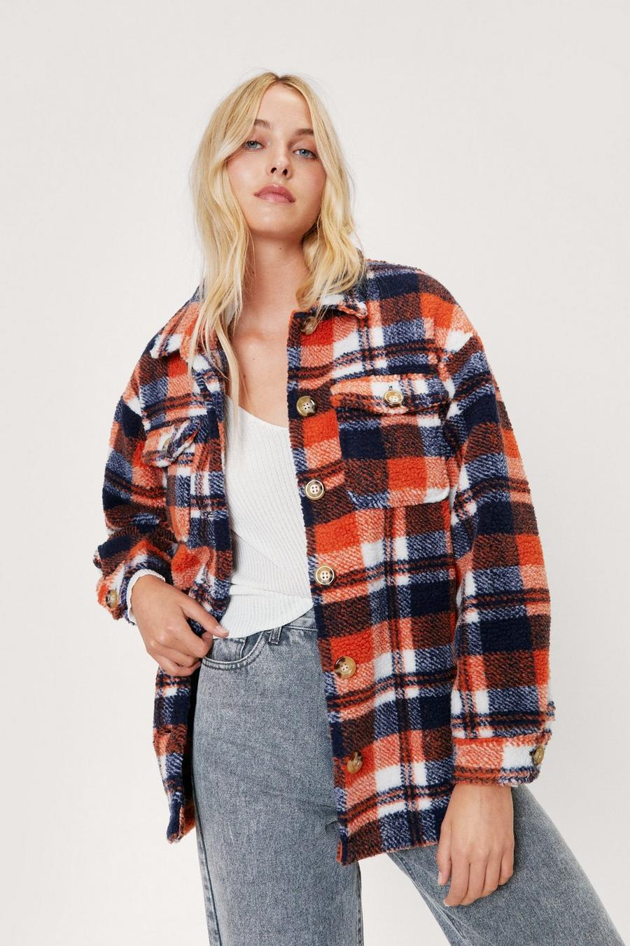 Quilted Lined Check Button Down Shacket
