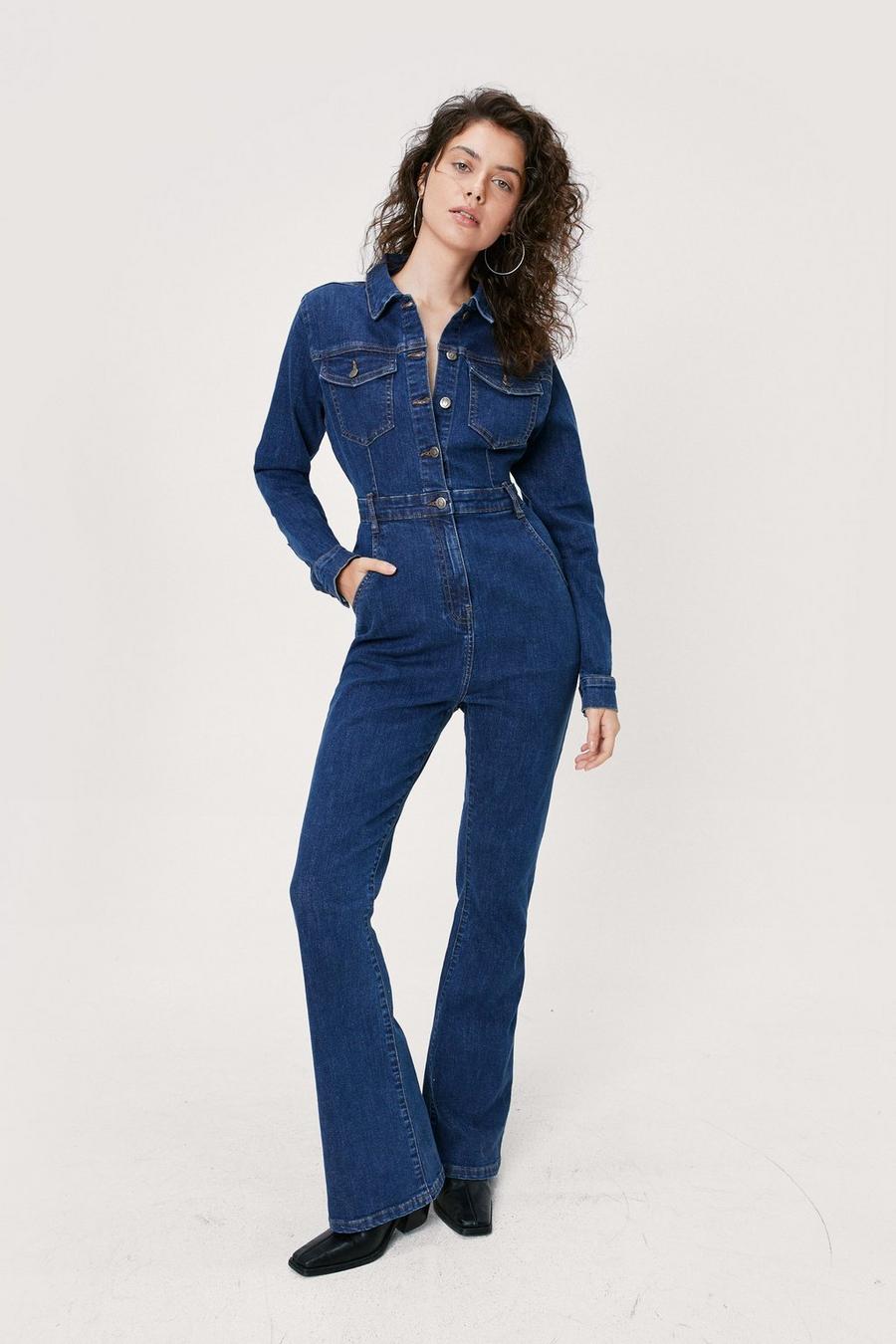 20% Recycled Denim Flared Jumpsuit