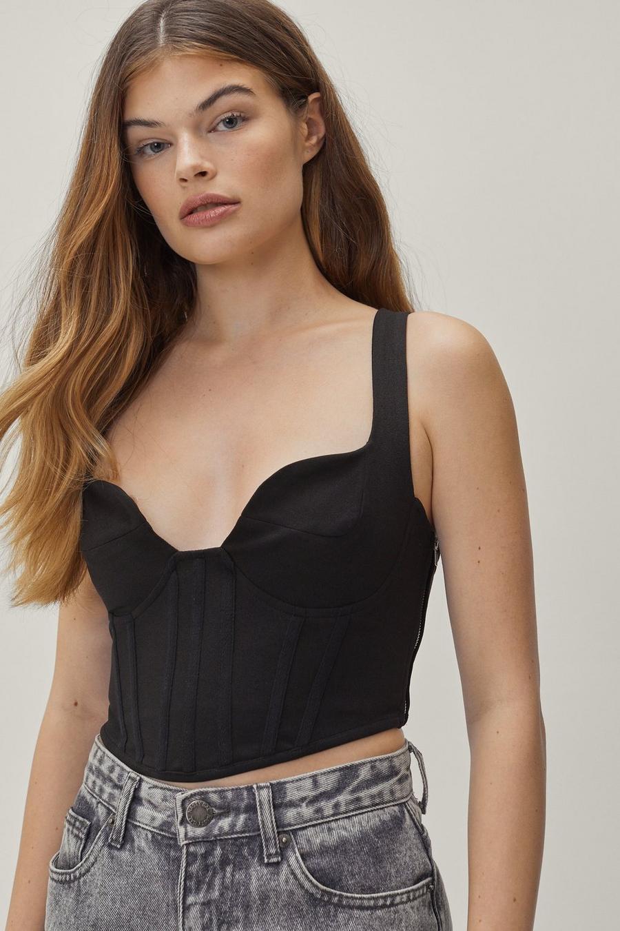 Boned Detail Crossover Straps Corset Top