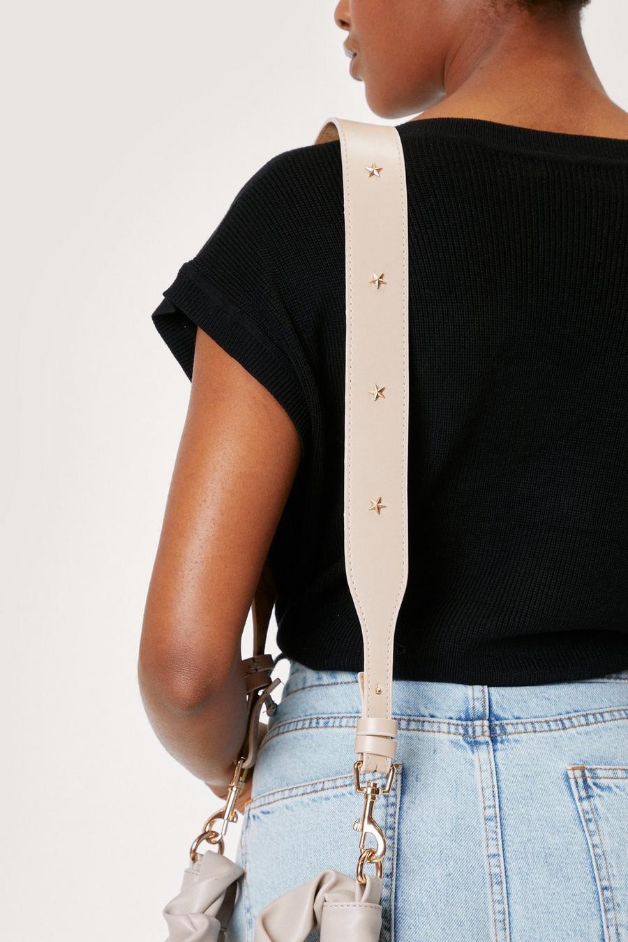 Faux Leather Star Studded Bag Strap