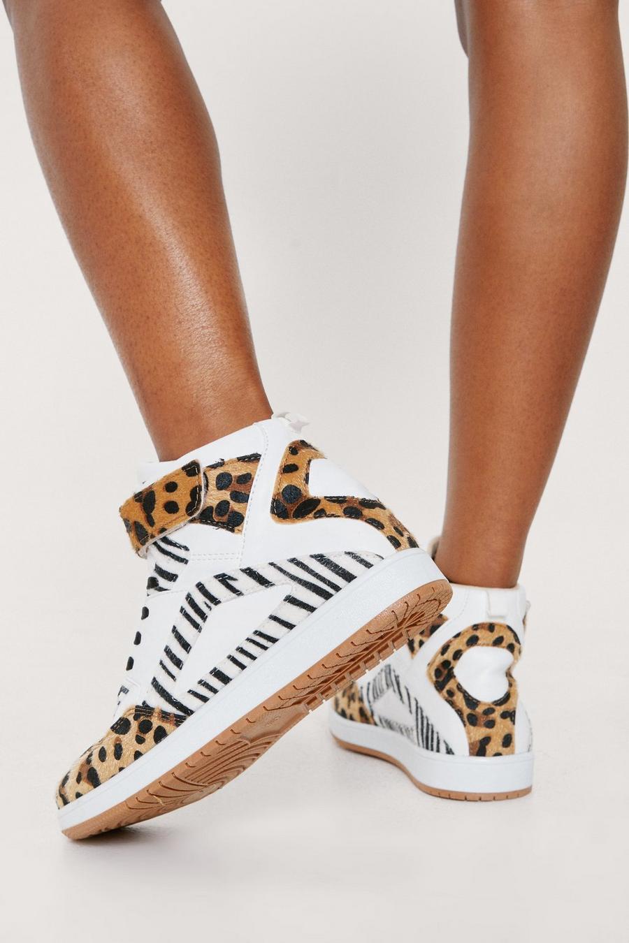 Animal Contrast High Top Lace Up Trainers