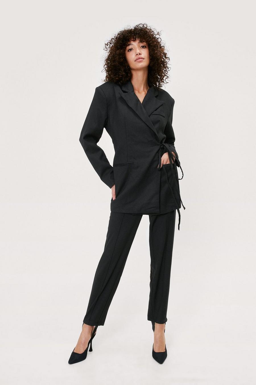 Stirrup Detail Straight Leg Tailored Trousers