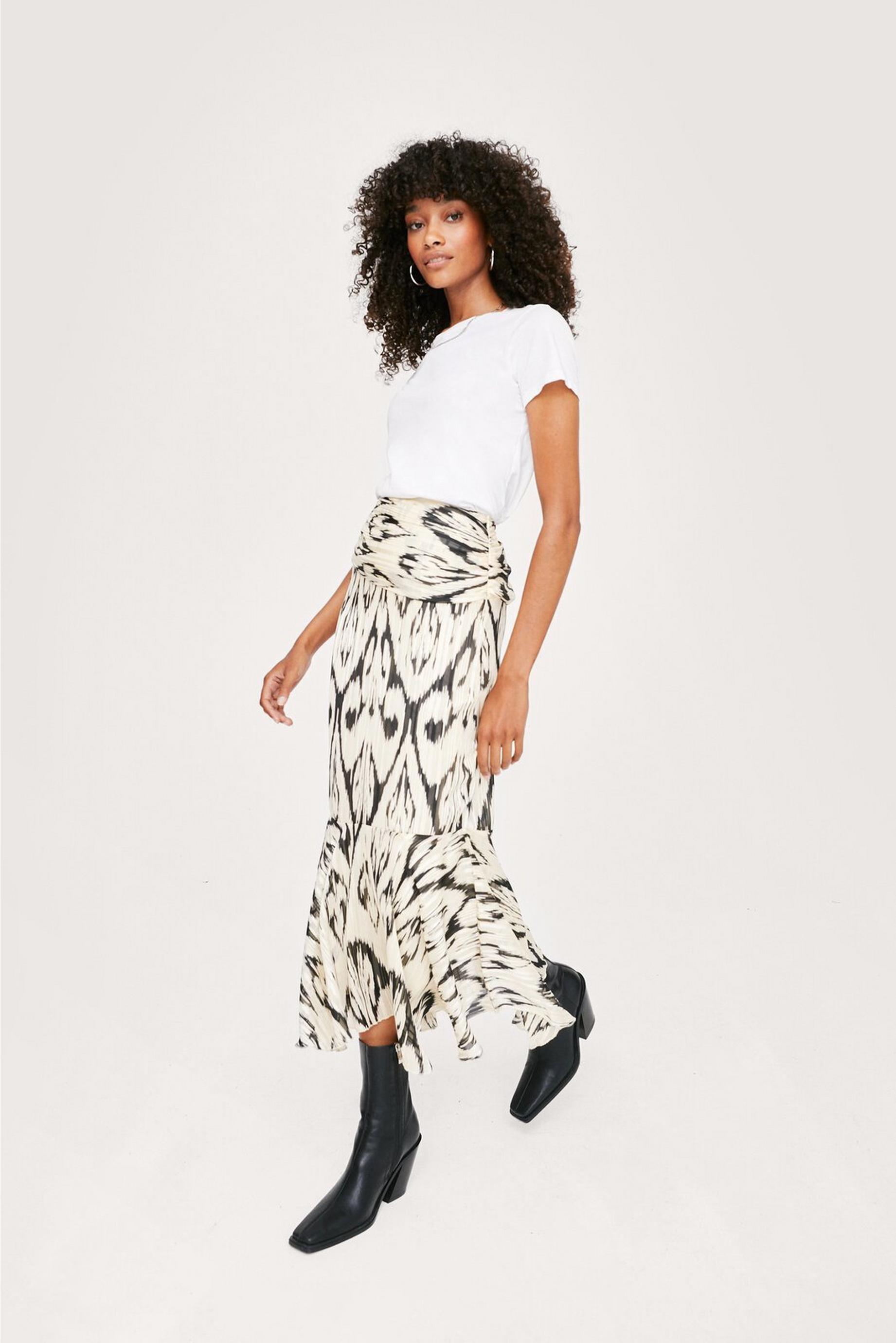 Printed Chiffon Midi Skirt
