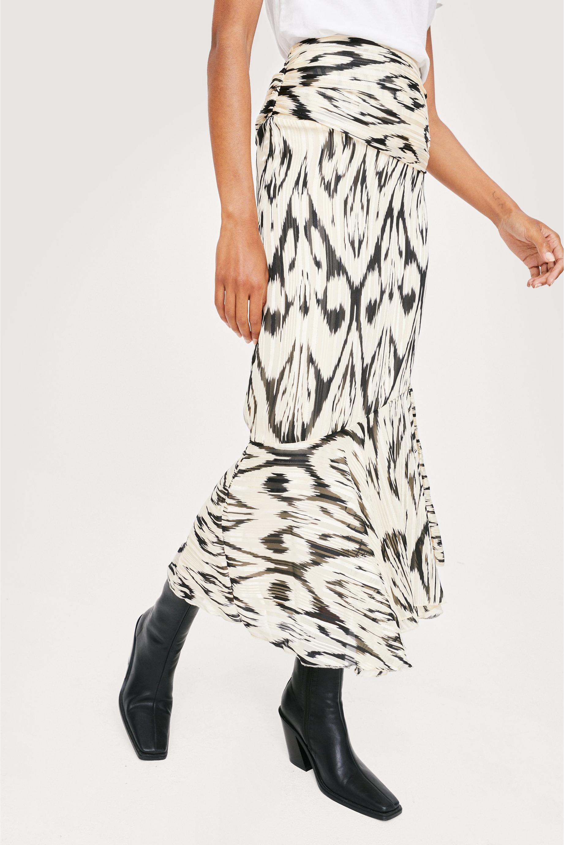 Printed Chiffon Midi Skirt