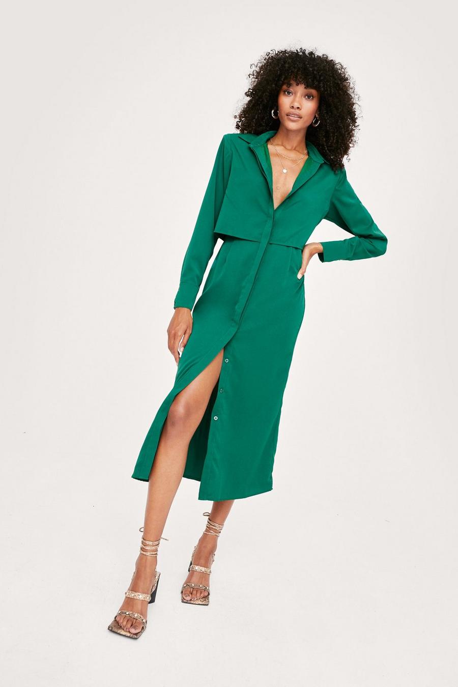 Belted Relaxed Long Sleeve Midi Shirt Dress