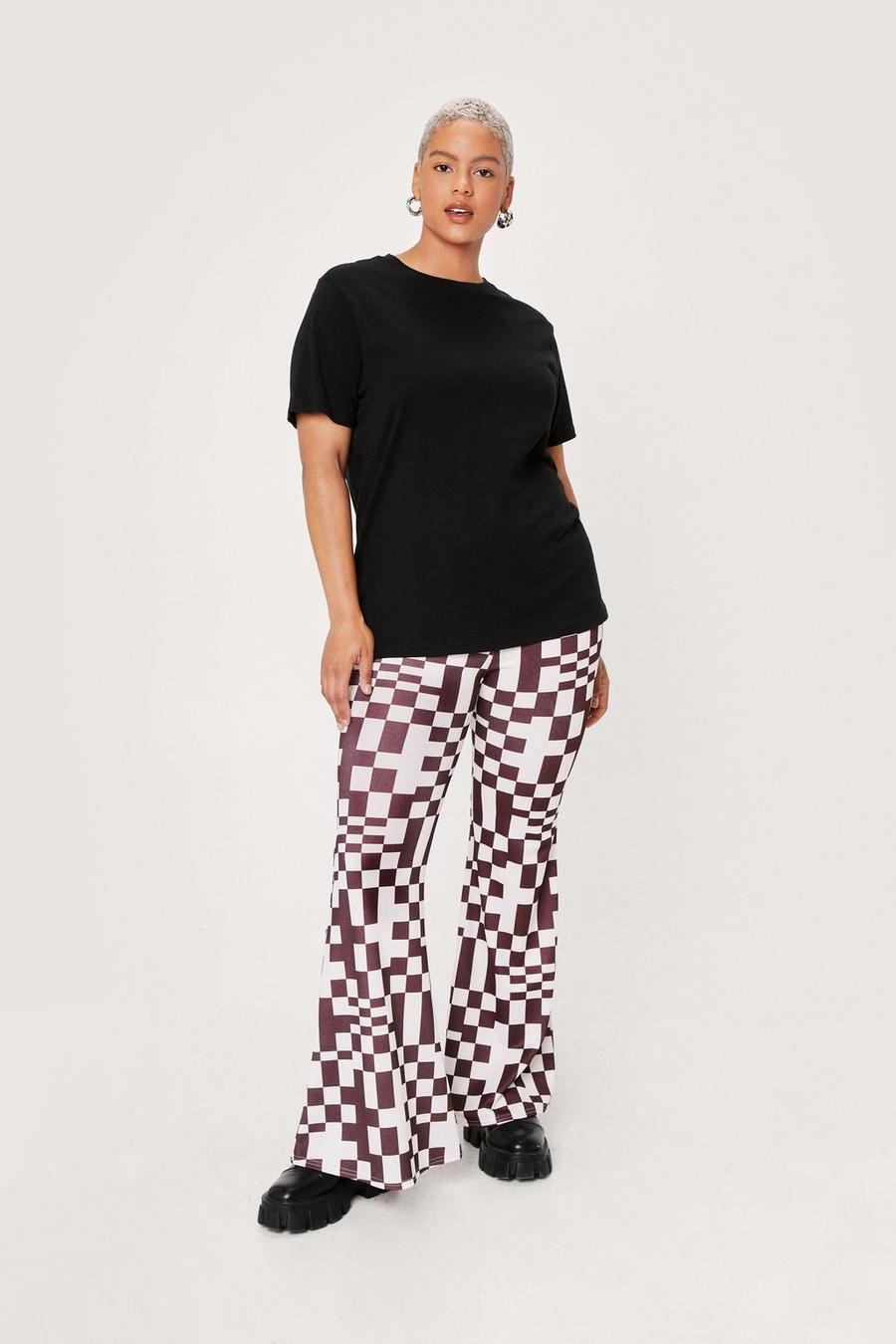 Plus Size Recycled Abstract Check Flares