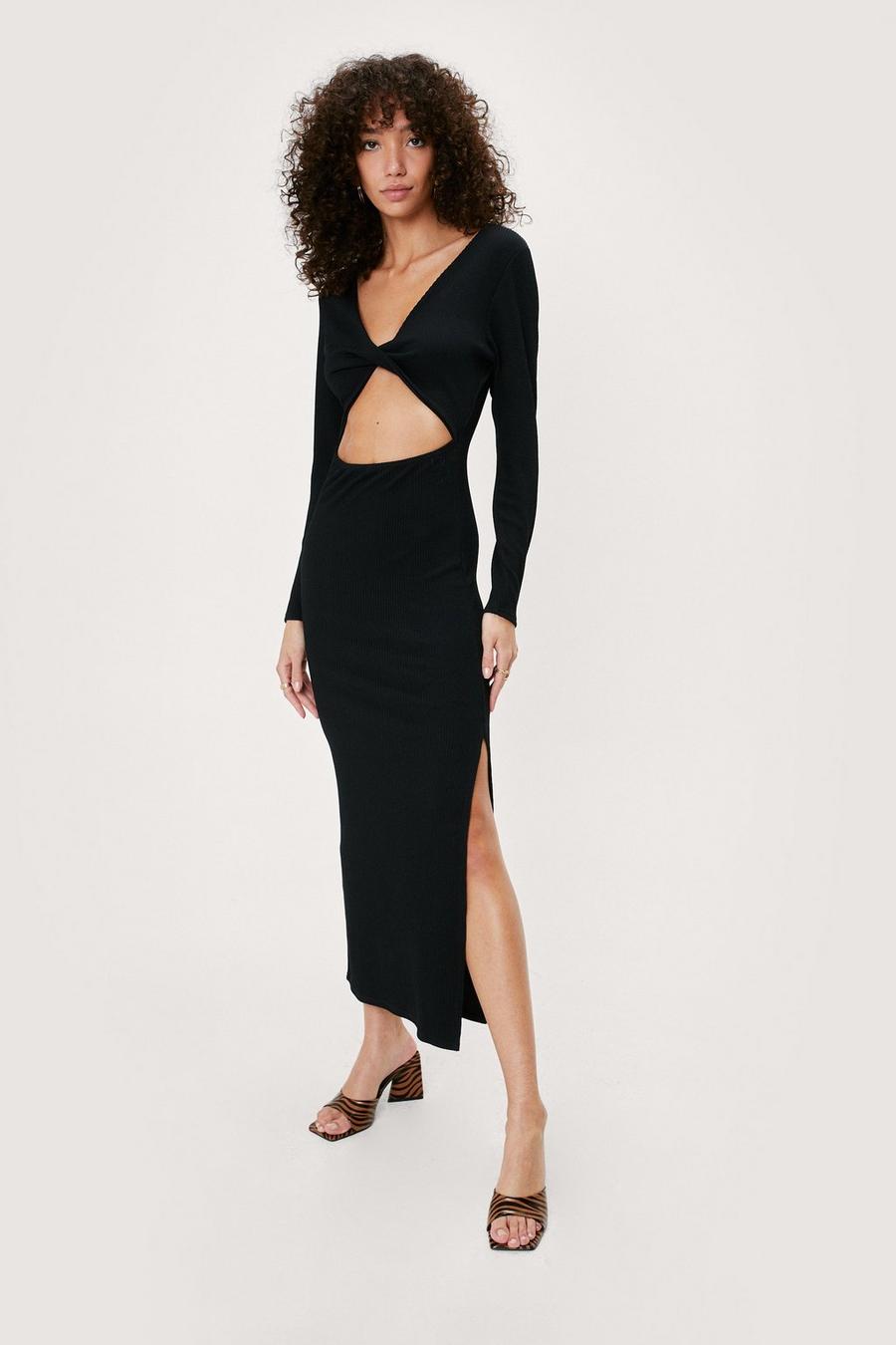 Recycled Cut Out Ribbed Maxi Dress