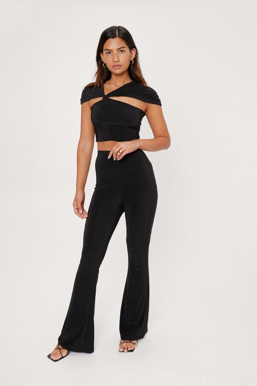 Knotted Off the Shoulder Top and Flares Set