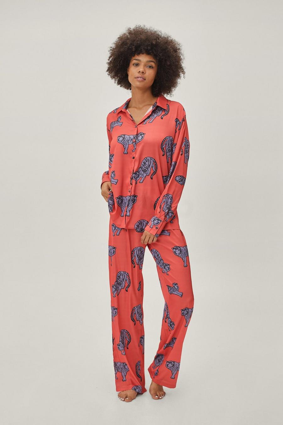 Satin Tiger Slouchy Pyjama Trouser Set