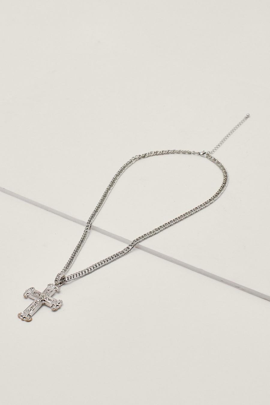 Diamante Cross Chain Pendant Necklace