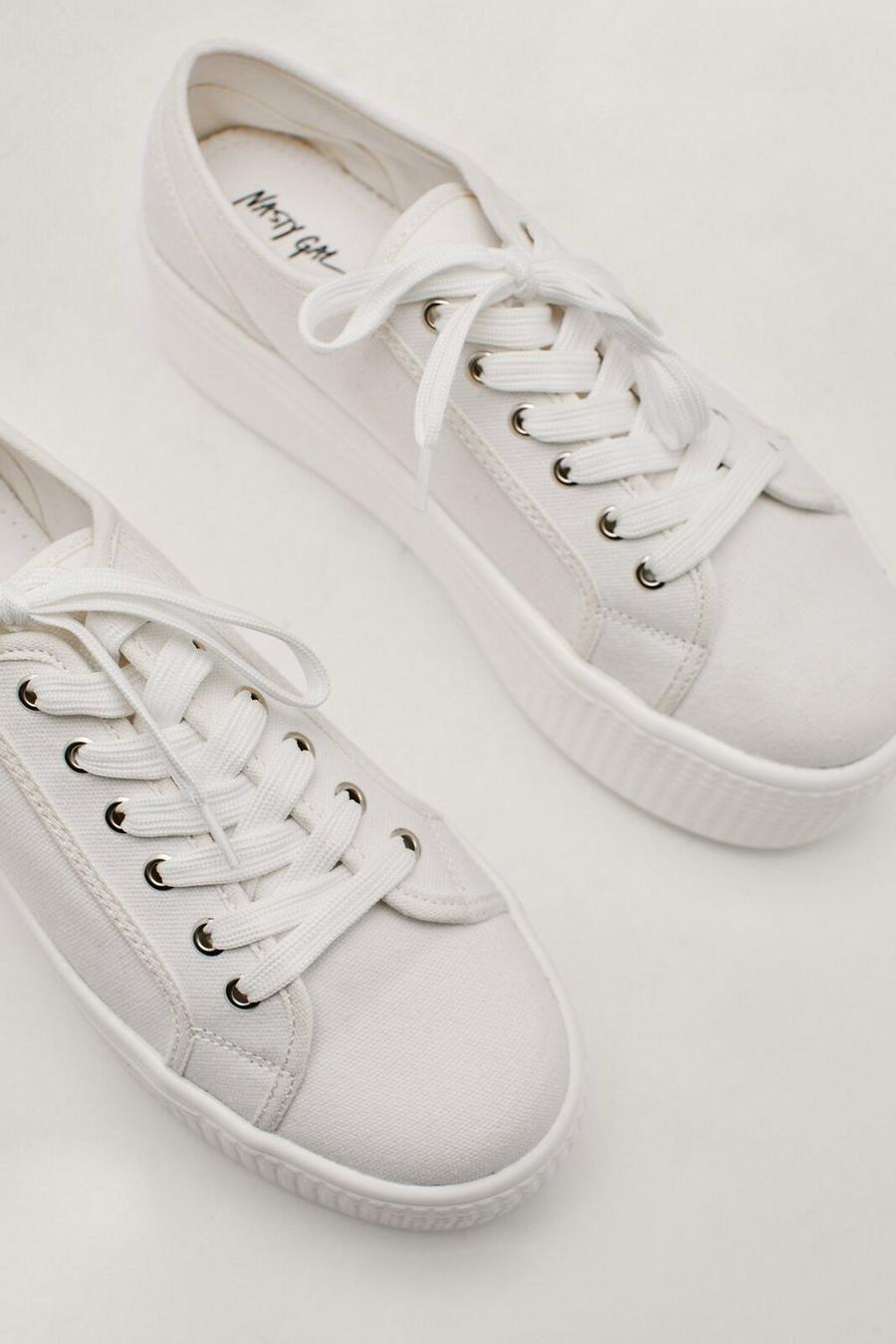 Flatform Lace Up Canvas Chunky Sneakers