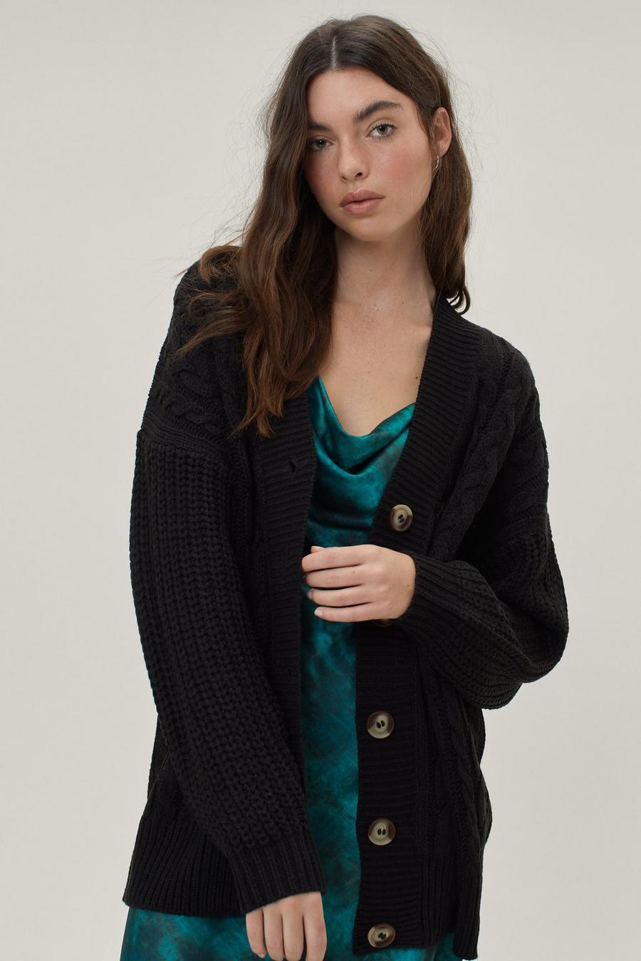 Cable Knit Button Up Cardigan
