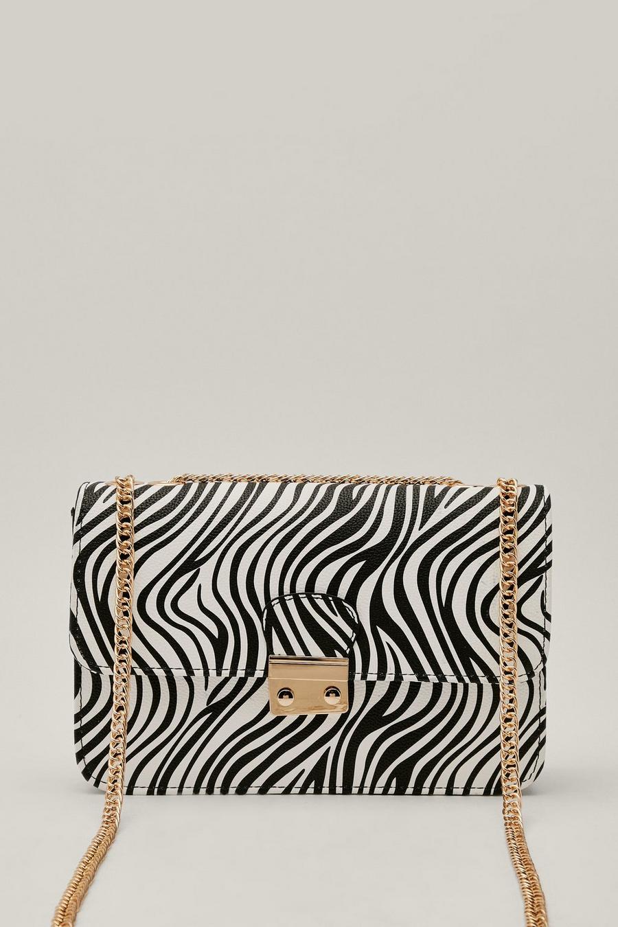 Faux Leather Zebra Print Crossbody Bag