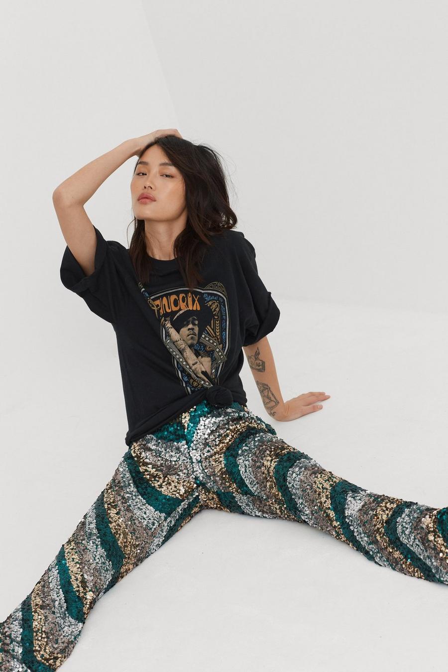 Wave Print Sequin Fit and Flares