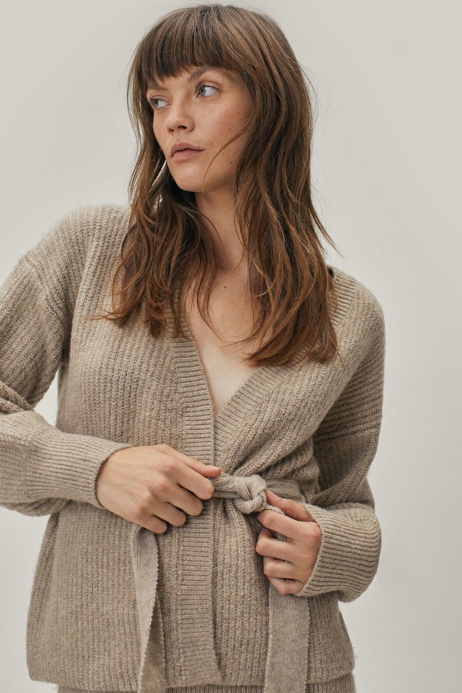 Recycled Knitted Belted Cardigan
