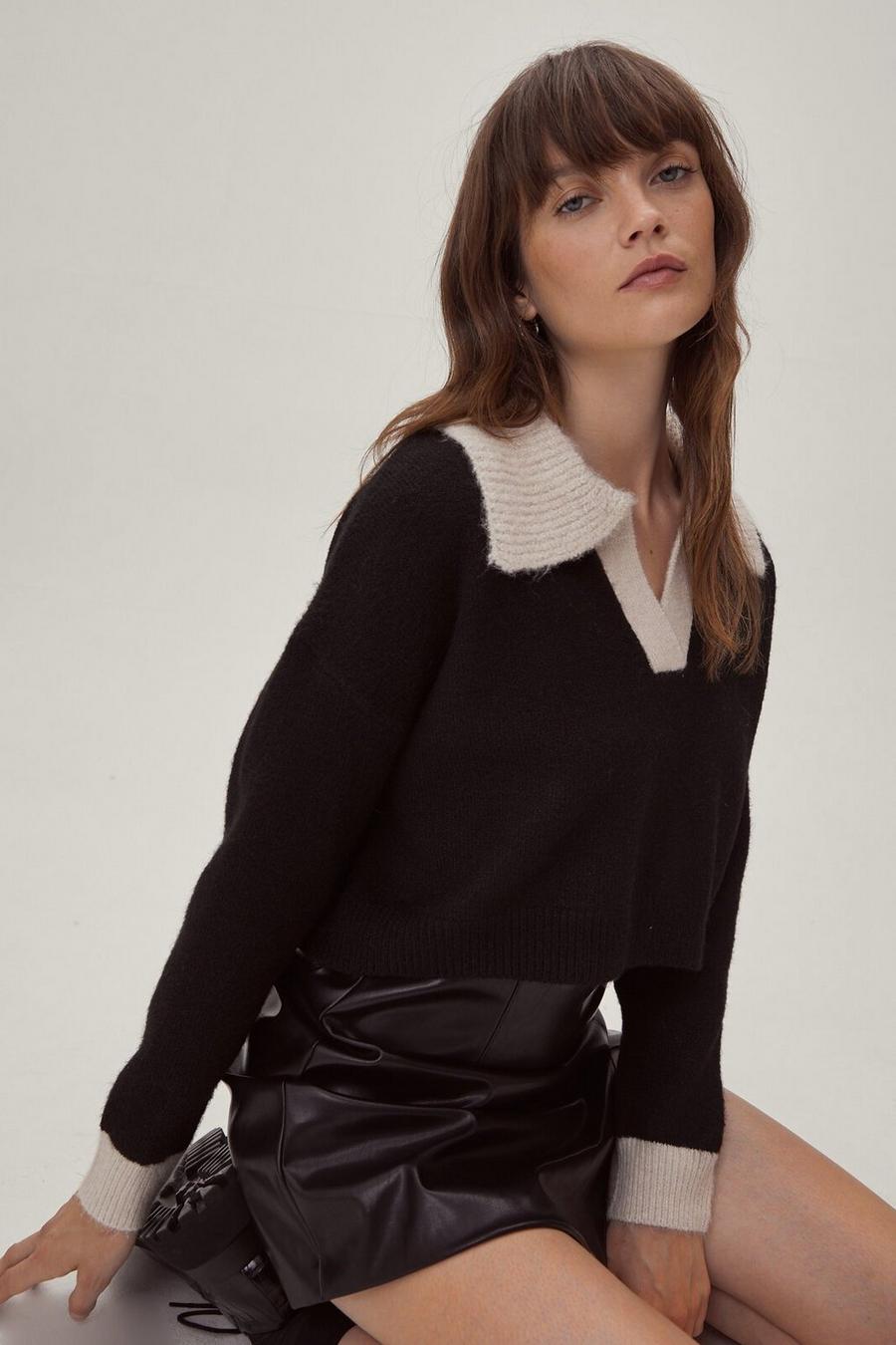 Recycled Contrast Collared Jumper