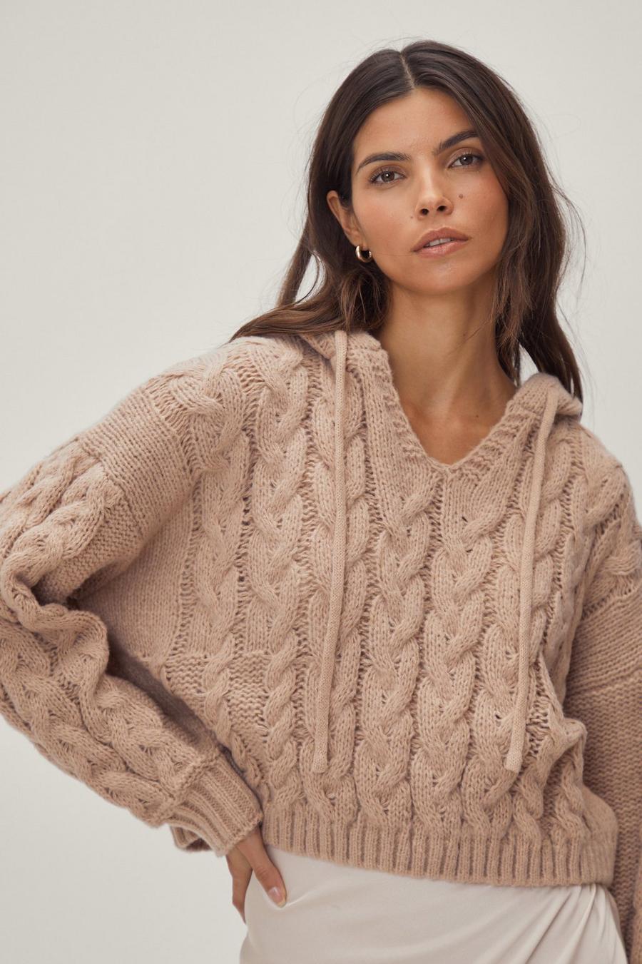 Cable Knit Cropped Hoodie