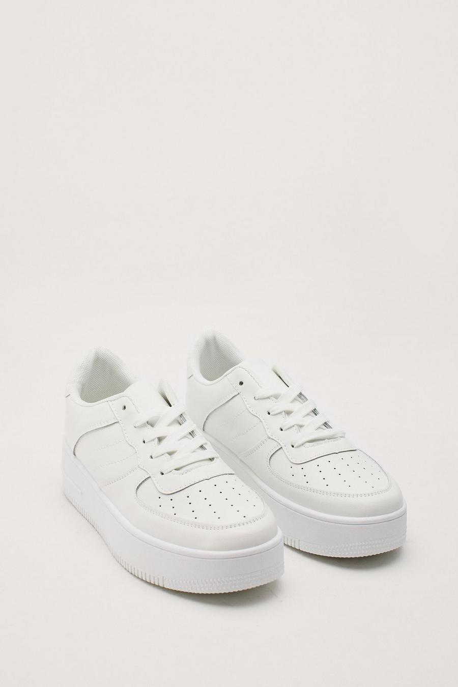Faux Leather Flatform Lace Up Trainers
