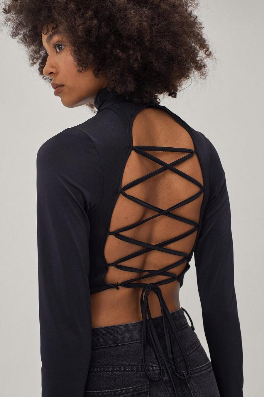 Recycled Strappy Tie Back Crop Top