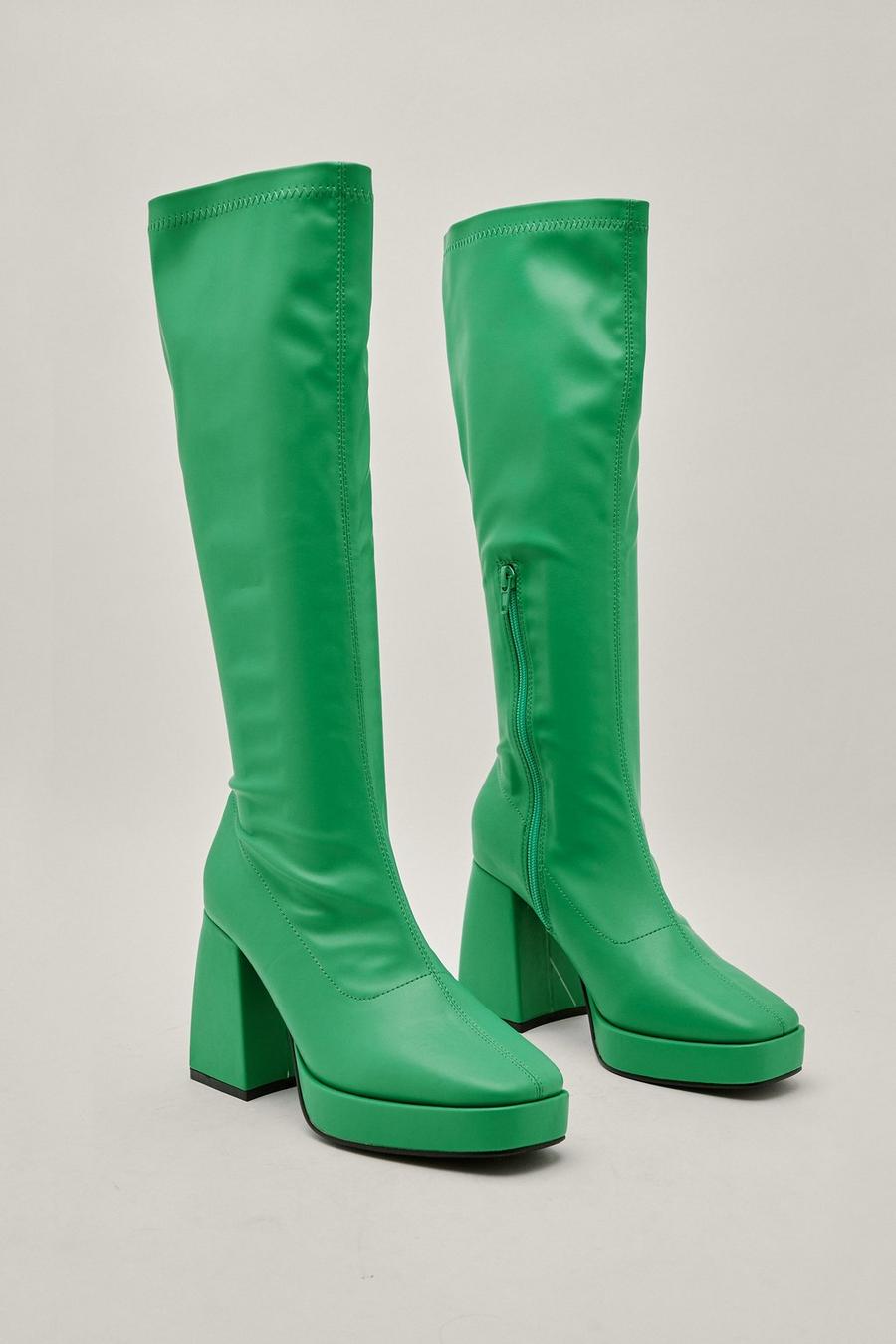 Platform Over the Knee Faux Leather Boots