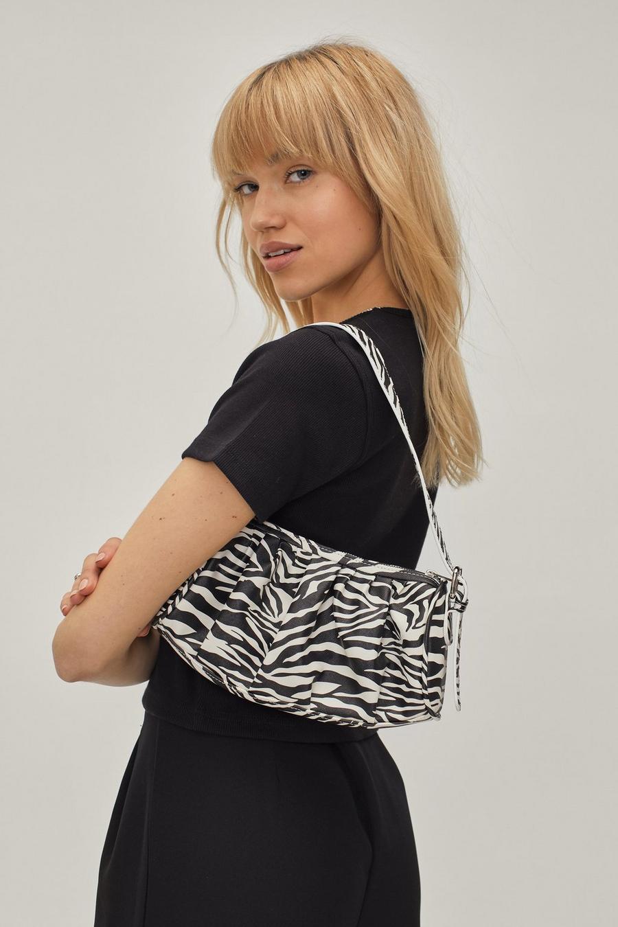 Zebra Pleated Shoulder Bag