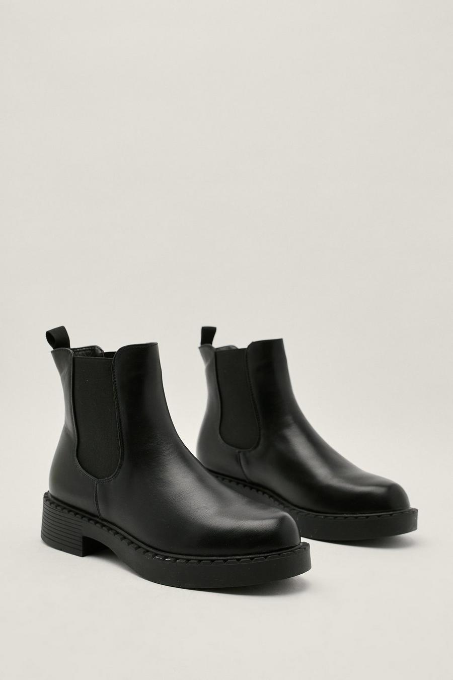 Faux Leather Smooth Sole Chelsea Sole Chelsea Boots