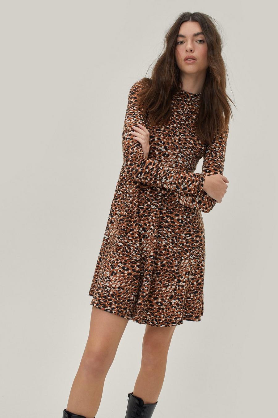 Animal Printed Fit And Flare Mini Dress