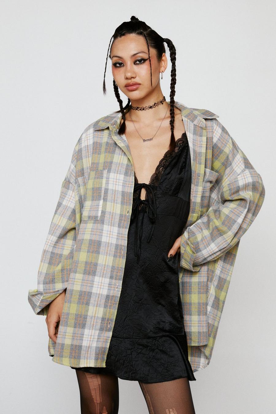 Oversized Button Down Check Shirt