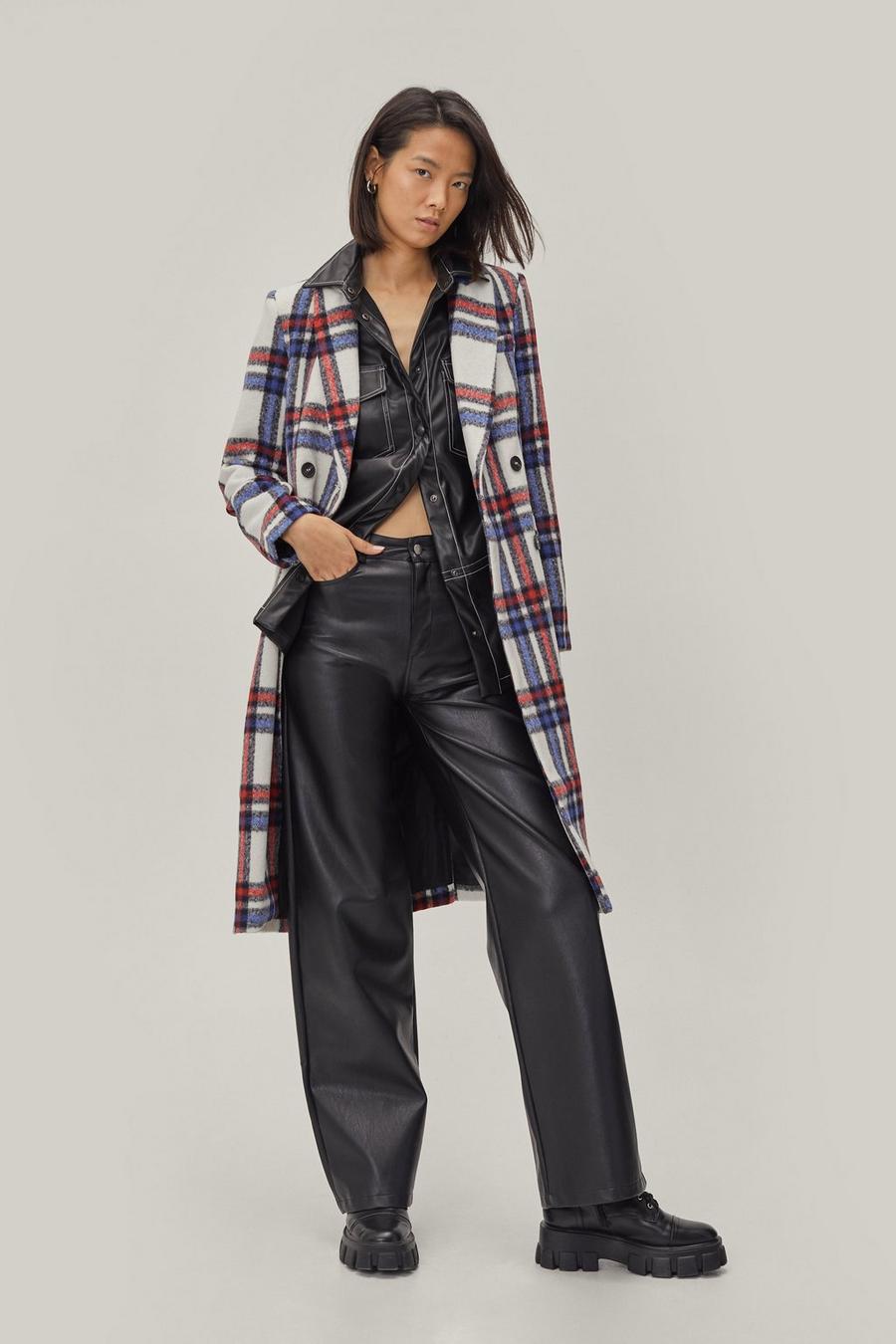 Tailored Double Breasted Longline Check Coat
