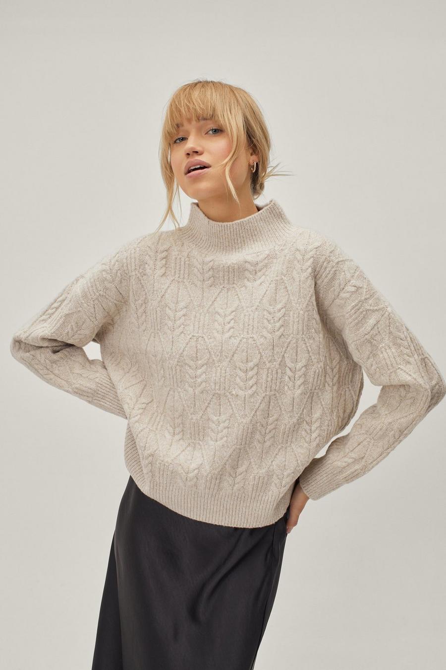 Recycled Roll Neck Cable Knit Jumper